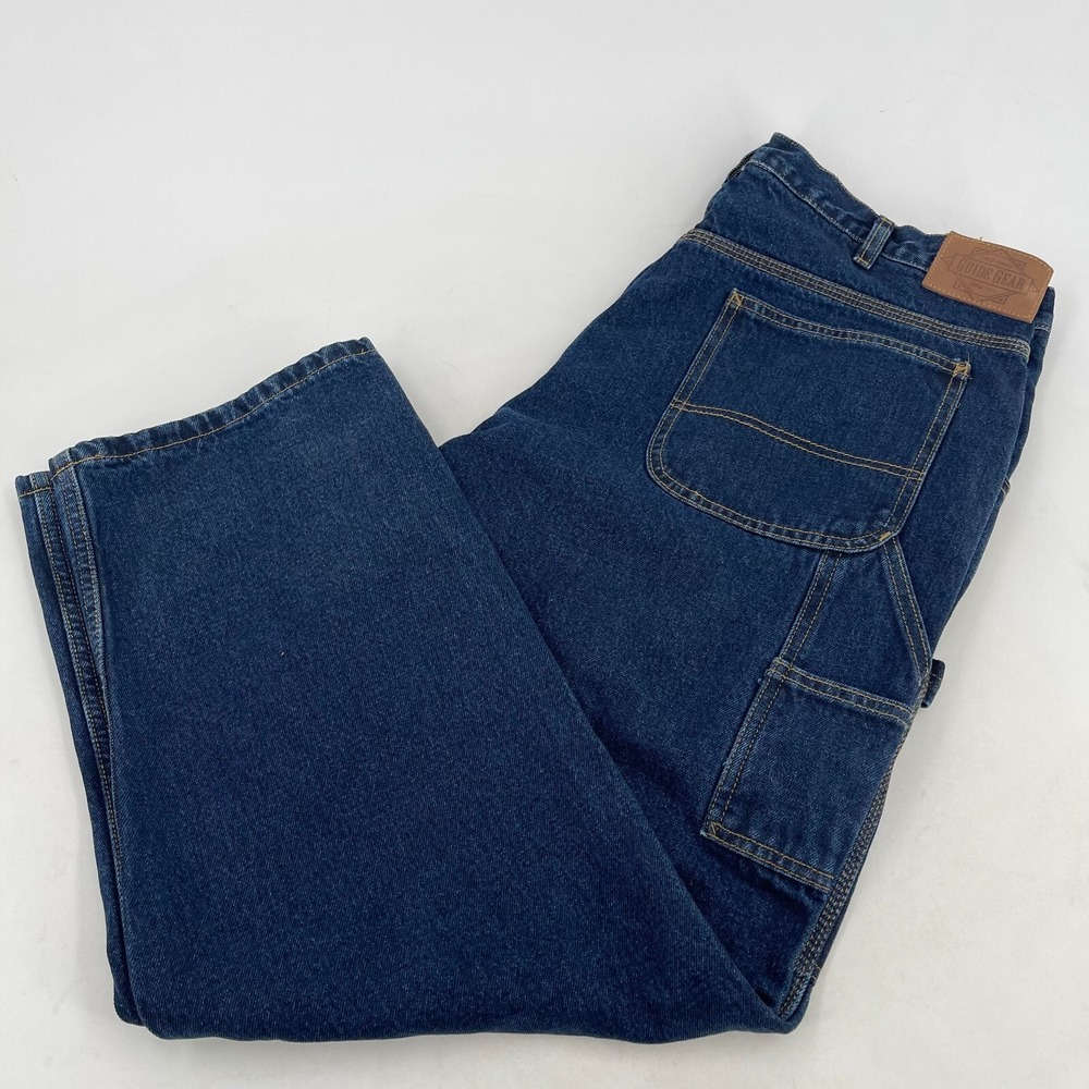 Guide Gear Carpenter Jeans MENS Fleece Lined Denim Blue Cotton SIZE 38 x 29